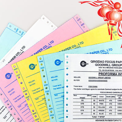 Chine usine 7 Ply NCR papier CB CFB CF 55/50/55gsm 61*86/70*100cm noir/bleu image papier sans carbone